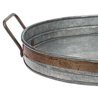 Rustic Galvanized Metal Serving Tray with Rust Trim and Metal Handles | Stonebriar Collection