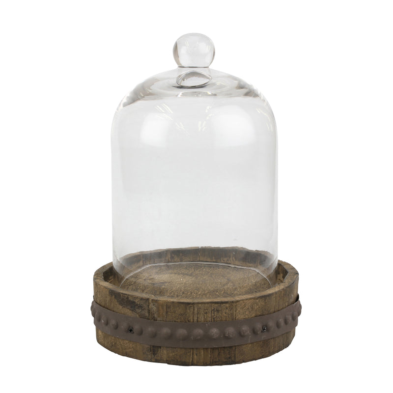 Bell Shaped Glass Cloche with Wood Base | Stonebriar Collection