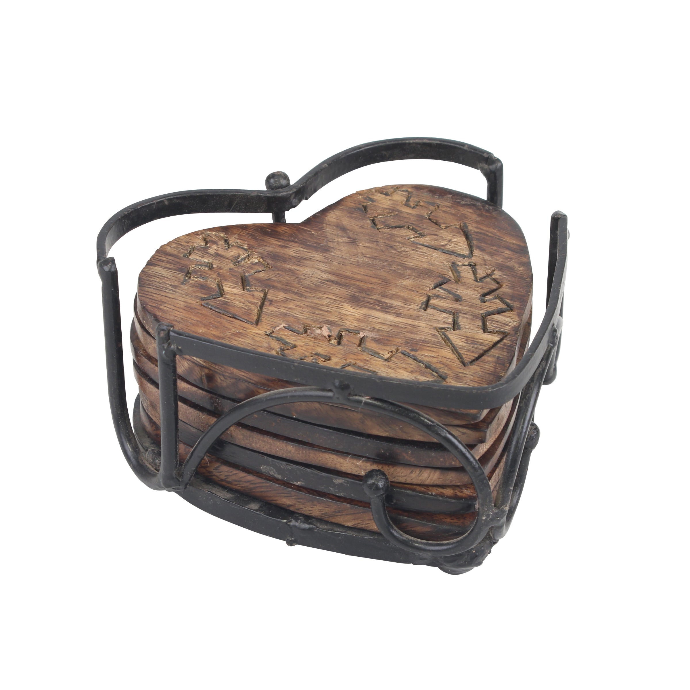 Rustic Heart Wood Coasters | Farmhouse Decor | Stonebriar Collection