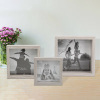 Decorative Square Wall Mounted Gallery Frames, Wood, Light Gray, Set of 3 | Stonebriar Collection
