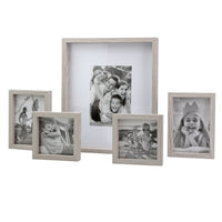 Stonebriar Decorative Rectangle Wall Mounted Gallery Frames, Wood, Light Gray (Set of 5)