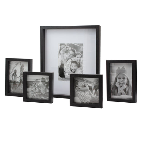 Rectangle Wall Mounted Gallery Frames, Wood, Black (Set of 5) | Stonebriar Collection