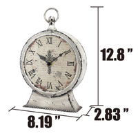 12-Inch Table Top Clock with Roman Numerals - Antique White - Battery Operated