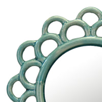 Round Turquoise Cutout Ceramic Mirror - 9 Inch