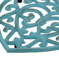 Rustic Turquoise Heart Cast Iron Trivet | Stonebriar Collection
