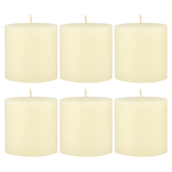 Unscented 3" x 3" 1-Wick Ivory Pillar Candles, 6 Pack, White (WS)