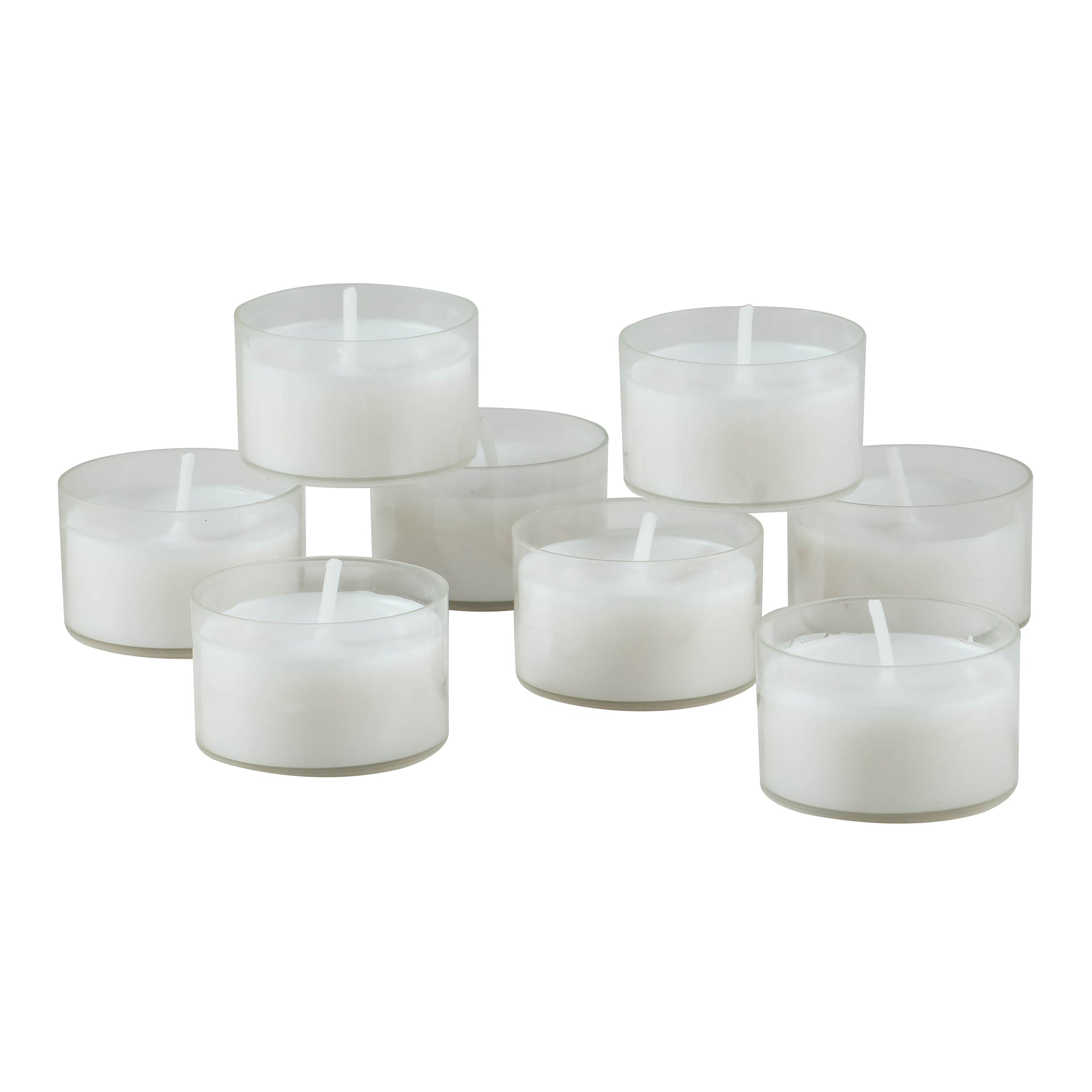 Unscented Long Burning Clear Cup Tea Light Candles, 8 Hour Extended Burn  Time, White, Bulk 96 Pack
