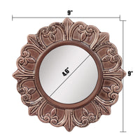 Round Warm Taupe Ceramic Mirror - 9 Inch