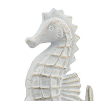 Nautical White Seahorse Cast Iron Door Stopper