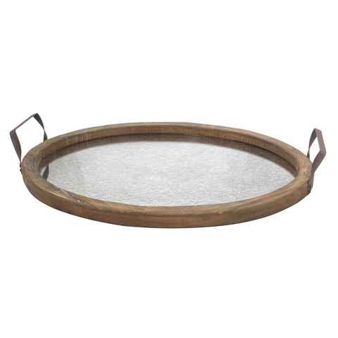 Wooden Serving Tray with Metal Handles | Rustic Home Decor | Stonebriar Collection