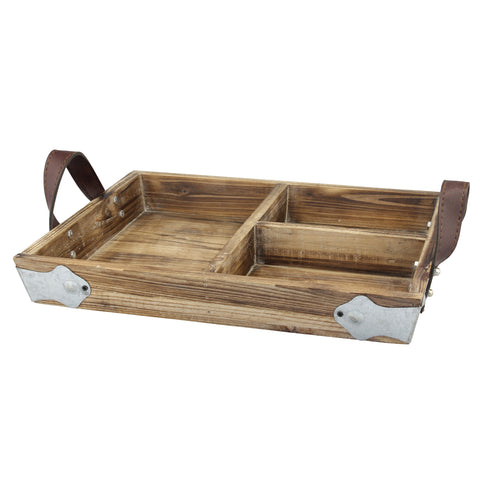 Footed Wood Bead Tray With Handles Set of 2