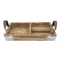 Wood Serving Tray with Leather Handles | Stonebriar Collection