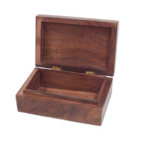Natural Wooden Box with Carved Cross & Hinged Lid
