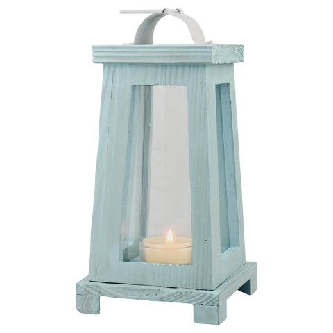 Coastal Blue Wood Lantern Candle Holder | Stonebriar Collection